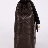 Chanel 1989 Lambskin Square Turnlock Brown Flap