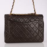 Chanel 1989 Lambskin Square Turnlock Brown Flap