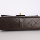 Chanel 1989 Lambskin Square Turnlock Brown Flap