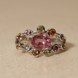18K White Gold Multicolor Spinel and Diamond Ring, Size US 6.25