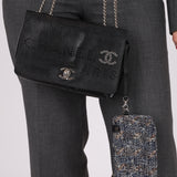 Chanel 2019 Logo Flap Bag with Chanel Tweed Pouch
