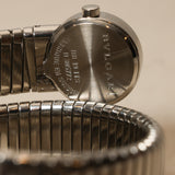 Vintage Bvlgari Stainless Steel Serpenti Tubogas Double Spiral Diamond Quartz Watch Black 19mm