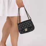 Rare Chanel 2008 Caviar Mini Square Flap 24K GP