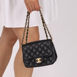 Rare Chanel 2008 Caviar Mini Square Flap 24K GP
