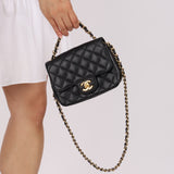 Rare Chanel 2008 Caviar Mini Square Flap 24K GP
