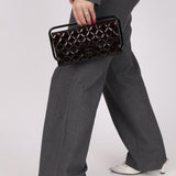 Ultra-Rare Runway Chanel 2014 Chocolate Patent Metal Handle Clutch