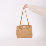 Chanel Caviar XL Turnlock Logo Chain Tote