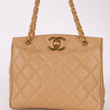 Chanel Caviar XL Turnlock Logo Chain Tote