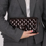 Ultra-Rare Runway Chanel 2014 Chocolate Patent Metal Handle Clutch