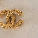 Chanel 1995 Lava CC Clip-On Earrings 24K GP