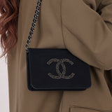 Rare Chanel 2017 Paris-Shanghai Pudong Double-Sided Strass CC Wallet on Chain