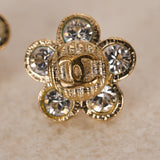 Chanel 2005 CC Camellia Crystal Earrings