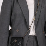 Chanel 2021 Caviar Classic Flap Charms Cardholder on Chain