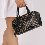 Prada Saffiano Grommet Bauletto Bowler Bag