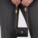 Chanel 2021 Caviar Classic Flap Charms Cardholder on Chain