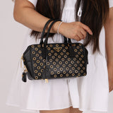 Prada Saffiano Grommet Bauletto Bowler Bag