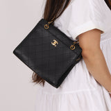 Vintage Chanel 1997 24K GP Caviar Chain Zip Mini Tote