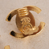 Chanel 1996 Small CC Turnlock Clip-On Earrings 24K GP