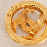 Chanel 1994 Circle CC Clip-On Earrings 24k GP