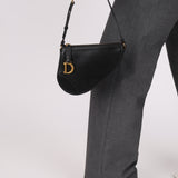 Dior 2023 Black Goatskin Saddle Rodeo Pochette