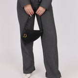 Dior 2023 Black Goatskin Saddle Rodeo Pochette