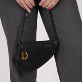 Dior 2023 Black Goatskin Saddle Rodeo Pochette