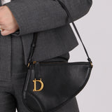 Dior 2023 Black Goatskin Saddle Rodeo Pochette