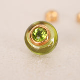 18K Yellow Gold Green Crystal Orb Earrings