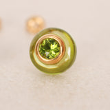 18K Yellow Gold Green Crystal Orb Earrings