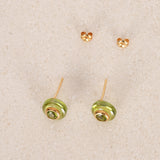 18K Yellow Gold Green Crystal Orb Earrings