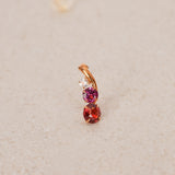 18K Yellow Gold White, Red, and Purple Topaz Earrings