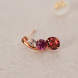 18K Yellow Gold White, Red, and Purple Topaz Earrings