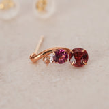 18K Yellow Gold White, Red, and Purple Topaz Earrings