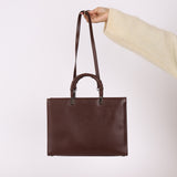 Gucci Leather Brown Box Tote Bag