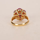 Vintage 1970s 18K Yellow Gold and Ruby Flower Ring, Size US 6