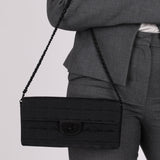 Chanel 2002 Nylon So Black Chocolate Bar East West Flap Bag