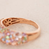 18K Rose Gold Morganite Sapphire & Garnet Cluster Ring, Size US 8