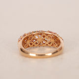 18K Rose Gold Morganite Sapphire & Garnet Cluster Ring, Size US 8