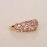 18K Rose Gold Morganite Sapphire & Garnet Cluster Ring, Size US 8