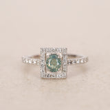 Platinum Diamond Alexandrite Framed Halo Ring, Size US 5.5