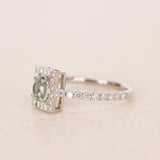 Platinum Diamond Alexandrite Framed Halo Ring, Size US 5.5