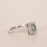 Platinum Diamond Alexandrite Framed Halo Ring, Size US 5.5