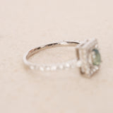 Platinum Diamond Alexandrite Framed Halo Ring, Size US 5.5