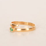 Vintage 1970s 18K Yellow Gold Emerald and Diamond Edwardian-style Wrap Ring, Size US 6.5