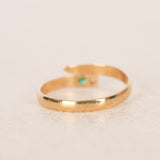 Vintage 1970s 18K Yellow Gold Emerald and Diamond Edwardian-style Wrap Ring, Size US 6.5