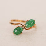Vintage 1970s 18K Yellow Gold 'Toi et Moi' Double Jade Ring, Size US 6