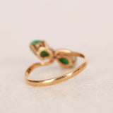 Vintage 1970s 18K Yellow Gold 'Toi et Moi' Double Jade Ring, Size US 6