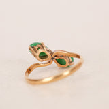 Vintage 1970s 18K Yellow Gold 'Toi et Moi' Double Jade Ring, Size US 6