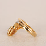 Rare Vintage 1990s 18K Yellow Gold and Pear Ruby Diamond Taper Ring