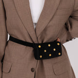 Rare Loewe Suede Coin Anagram Studded Waist Bag